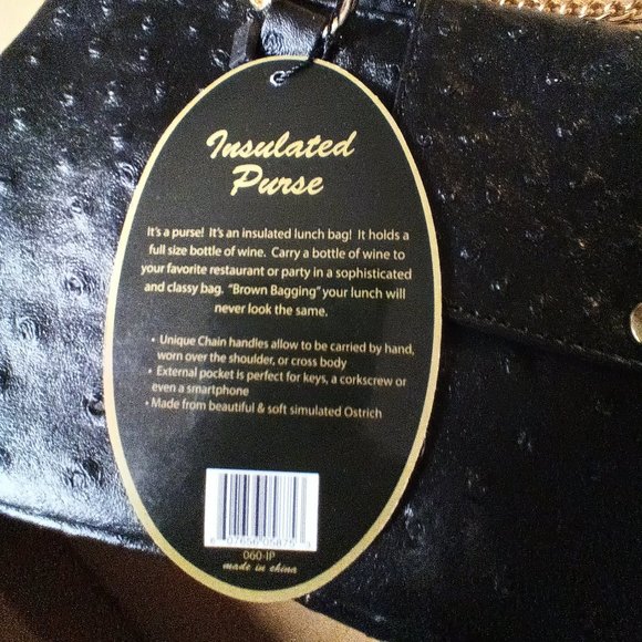 Roberta Amee Insulated Wine Purse, Dark Brown 14x6x3-New With Tags - Picture 4 of 5